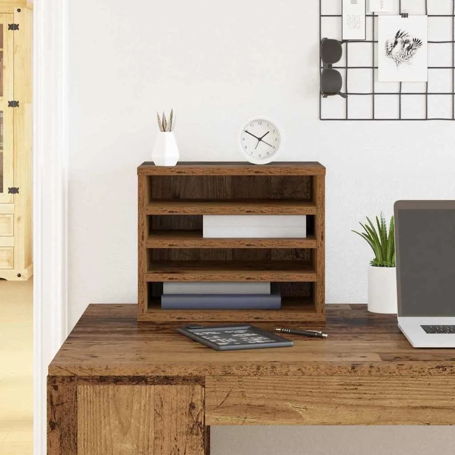 vidaXL Schreibtisch Organizer Altholz 36 x 26 x 29,5 cm Holzwerkstoff 869201_2