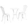 Weißes 3-teiliges Garten Bistro Set aus Aluminium von vidaXL. Gartenmöbel für Terrasse und Balkon.