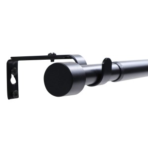 Deco-Raum Gardinenstangen Set Ausziehbar 1-Lauf Kappe Flexa Ø 16/19 mm 70-120cm Schwarz