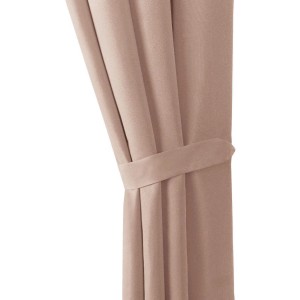 Bestlivings Dekoschal Ellen, 2er Set in Sandgrau mit Schlaufe und Raffhalter.