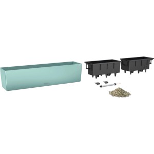 Lechuza Balconera Color 80, pastellgrüner Blumenkasten (79 cm), mit Zubehör und Pflanzeinsätzen.