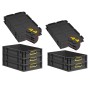 PROREGAL SuperSparSet: 5 schwarze Euroboxen mit gelben Griffen und Scharnierdeckel. Aufbewahrungsboxen stapelbar.
