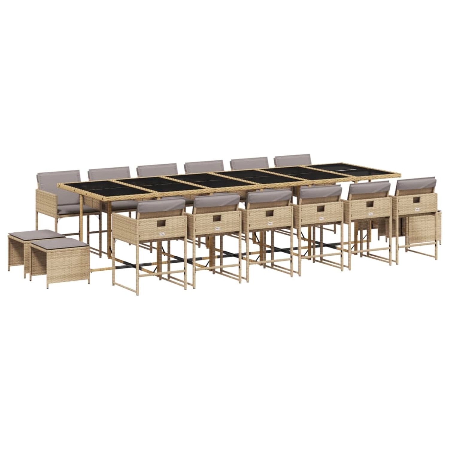 vidaXL 17-Tlg Garten-Essgruppe mit Kissen Beigemischung Poly Rattan 3211368 günstig online kaufen