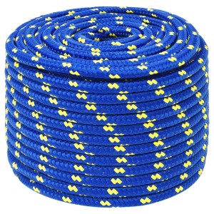 Blaues Bootsseil, 14 mm dick, 100 m lang, aus Polypropylen.