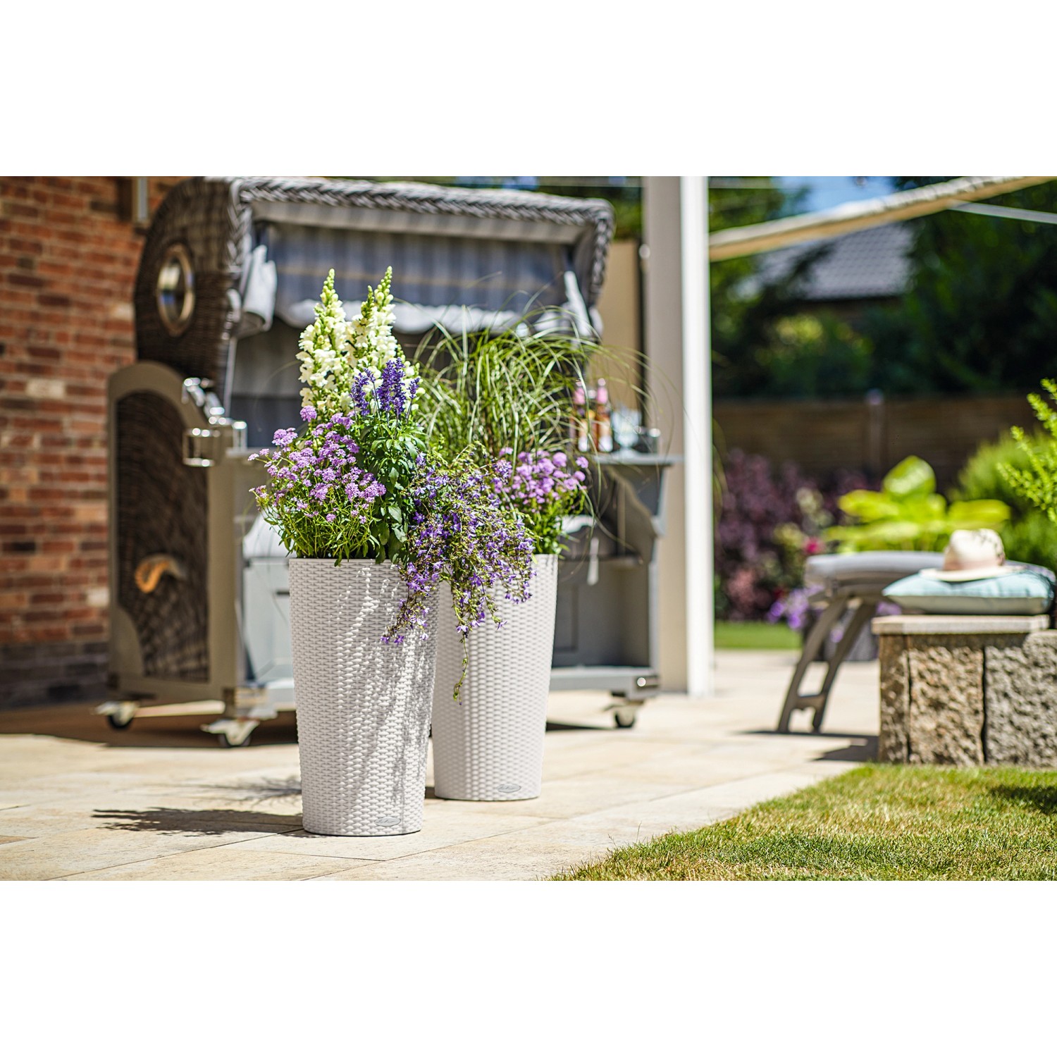 Lechuza Pflanzsäule Cilindro Cottage Lichtgrau Ø 23 cm mit