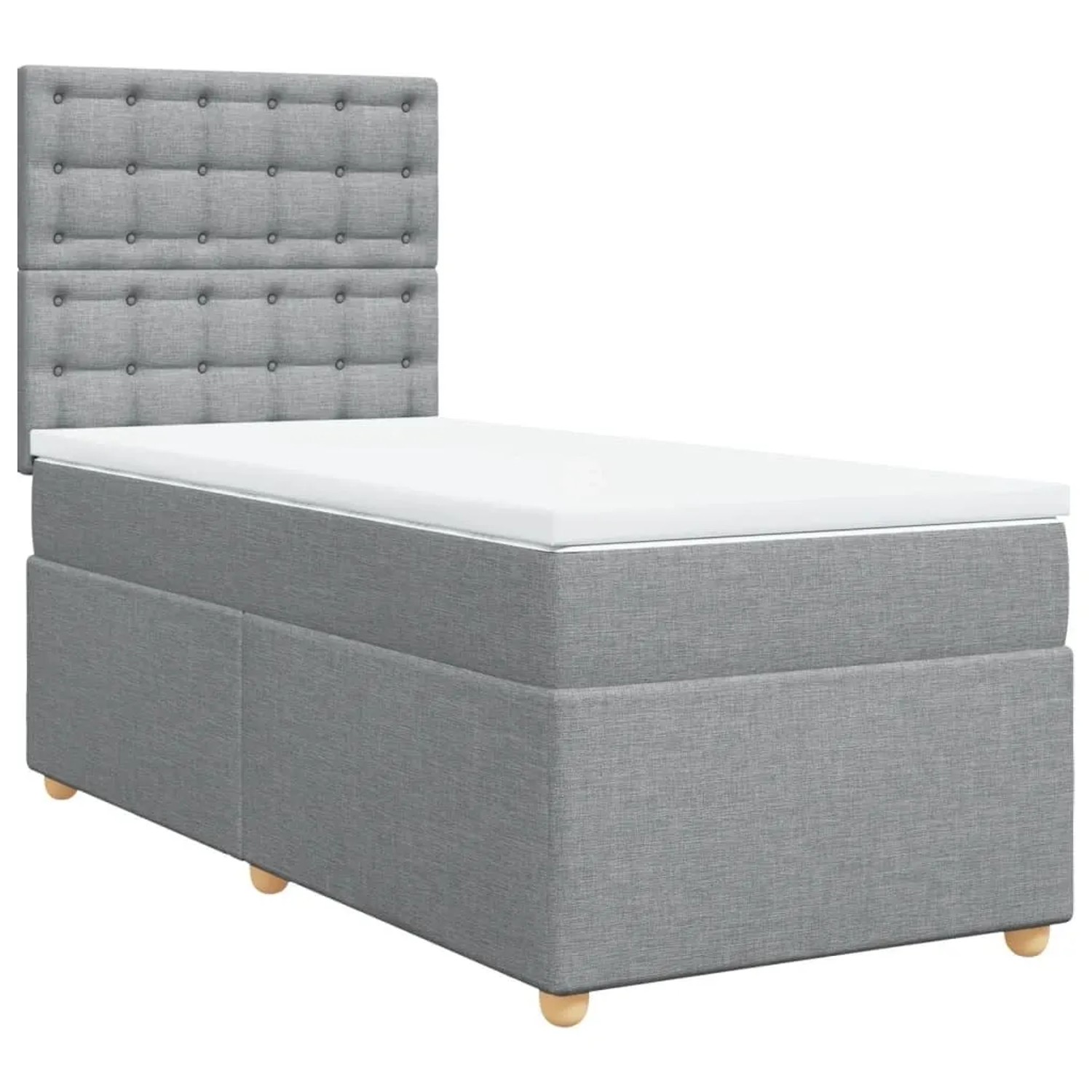 vidaXL Boxspringbett mit Matratze Hellgrau 90x190 cm Stoff 3293449
