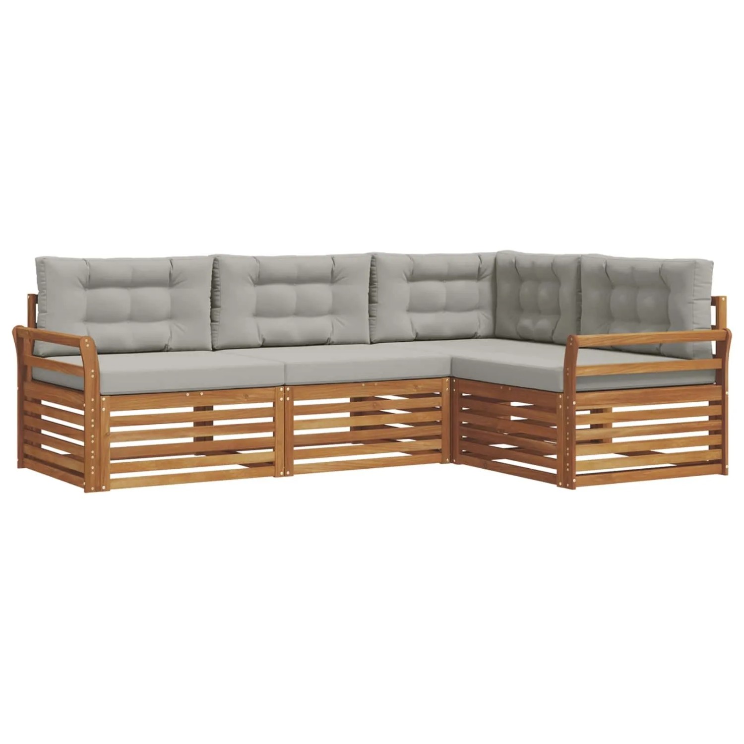 vidaXL Outdoor-Sofagarnitur mit Kissen 13-Tlg Natur und Hellgrau 3373381