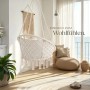 Tectake Hängesessel Grazia Mit Sitz und Rückenpolster Stabil und Strapazierfähig 72 x 80 x 125 cm Beige_8