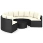 vidaXL 7-tlg. Garten-Sofagarnitur aus Poly Rattan Schwarz mit Auflagen und Tisch.