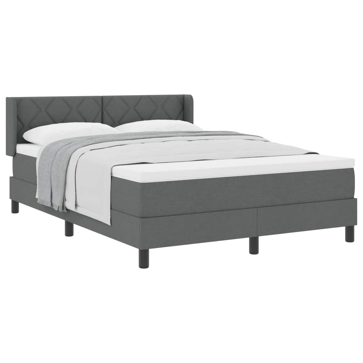 vidaXL Boxspringbett mit Matratze Dunkelgrau 190 x 140 cm Polyester 3341161