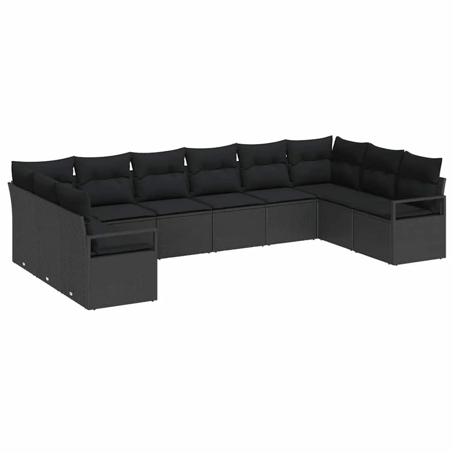 vidaXL Sofa Set mit Kissen mit Speicher 10-Tlg Schwarz Poly-Rattan 3355232 günstig online kaufen