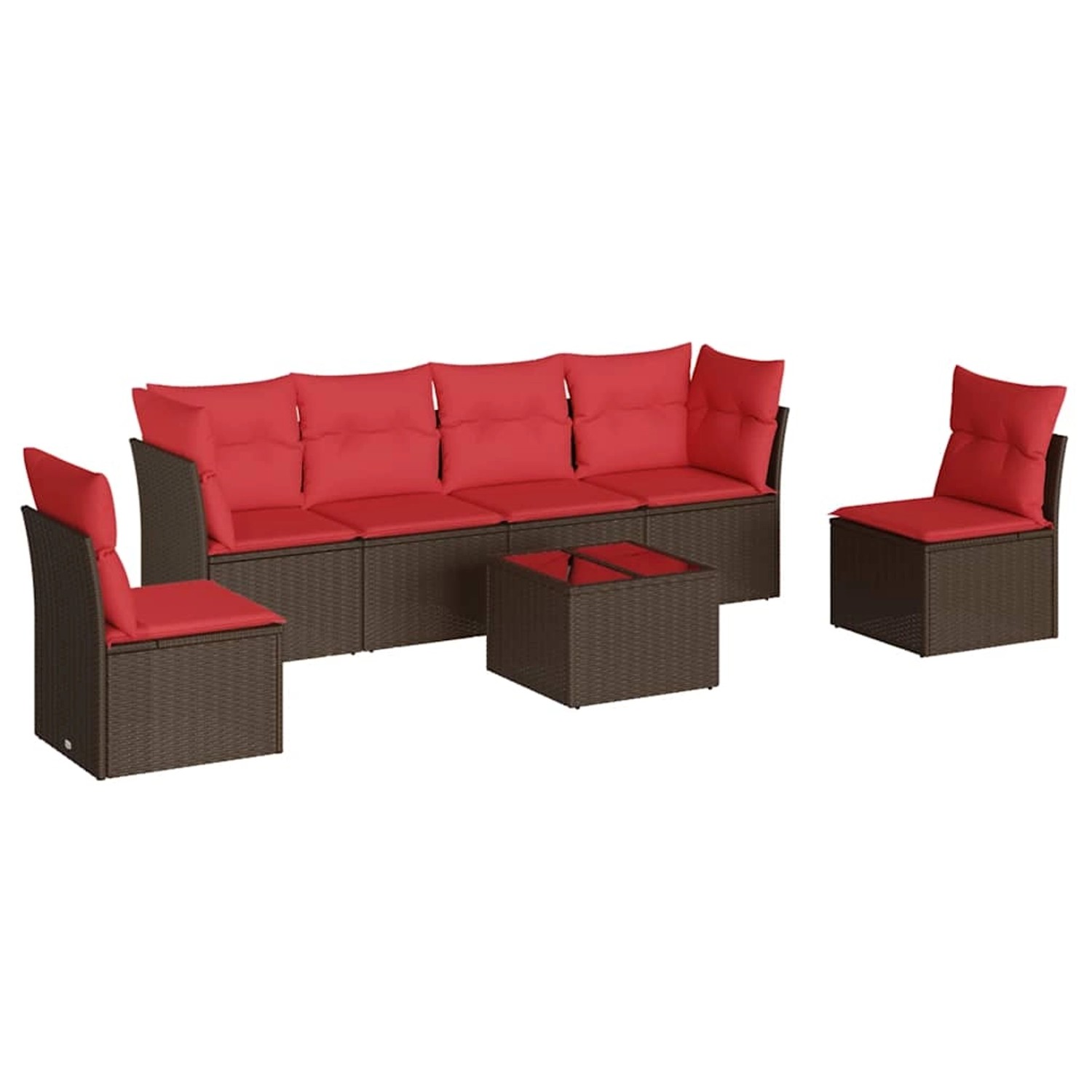 vidaXL 7-Tlg Garten-Sofagarnitur mit Kissen Braun Poly Rattan 3217384 günstig online kaufen