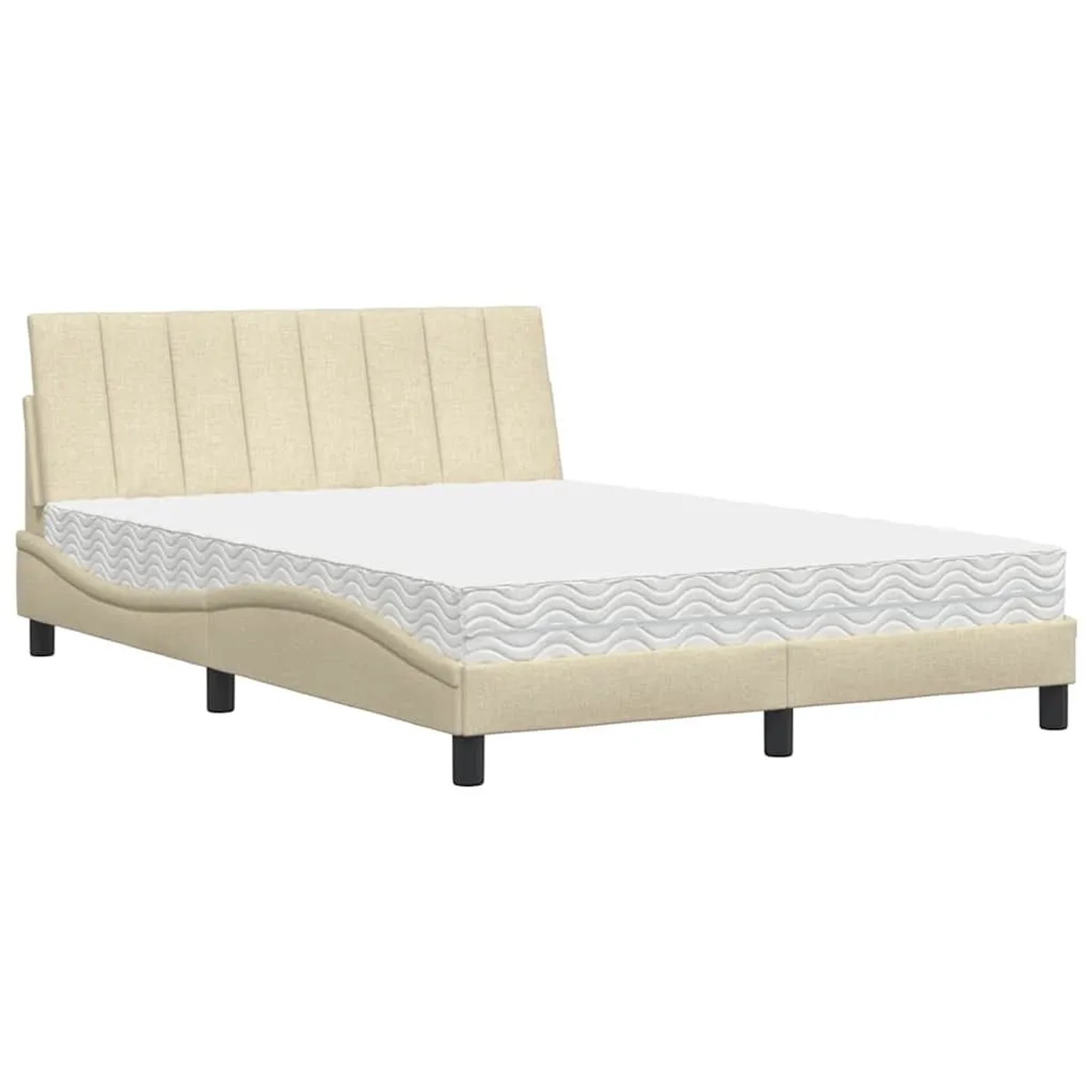 vidaXL Bett mit Matratze Creme 140x200 cm Stoff 3310536
