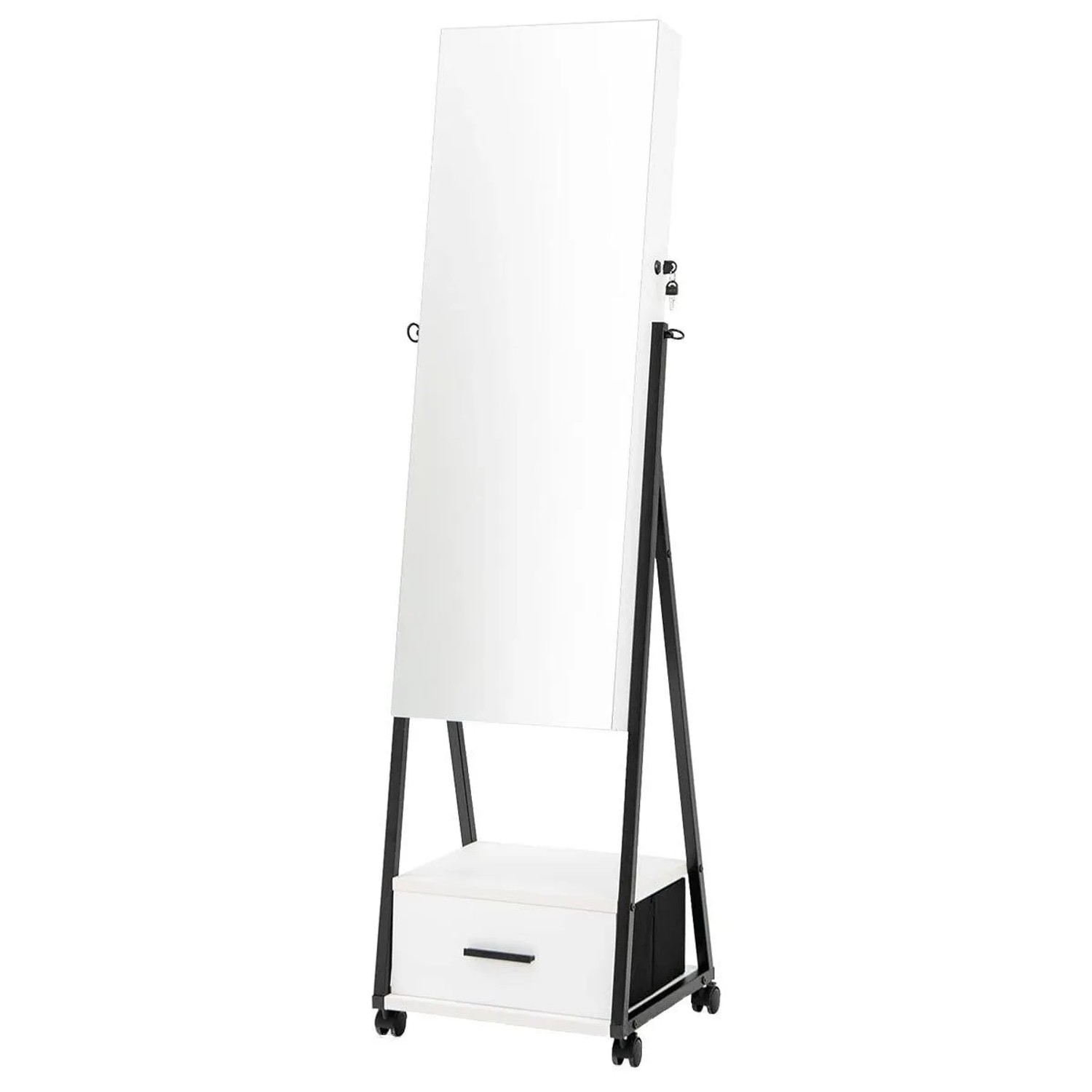 Costway Schmuckschrank mit Spiegel & Schublade Weiß günstig online kaufen