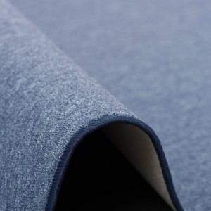 Detailaufnahme: Dunkelblauer Snapstyle Feinschlingen Velour Teppich, 100x100 cm.