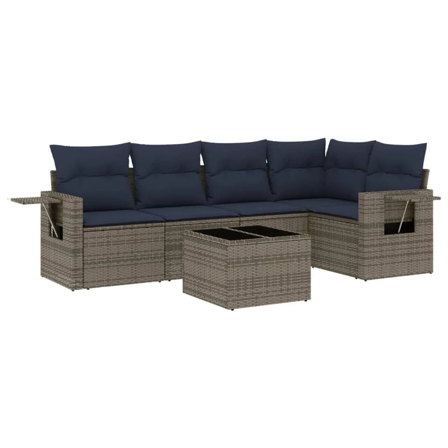 vidaXL 6-Tlg Gartensofa-Set mit Kissen Grau Polyrattan 3220140 günstig online kaufen