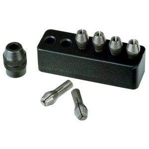 Proxxon Stahlspannzangen Set, 6 Stück (1-3,2 mm) mit Halter, für Miniaturwerkzeuge.