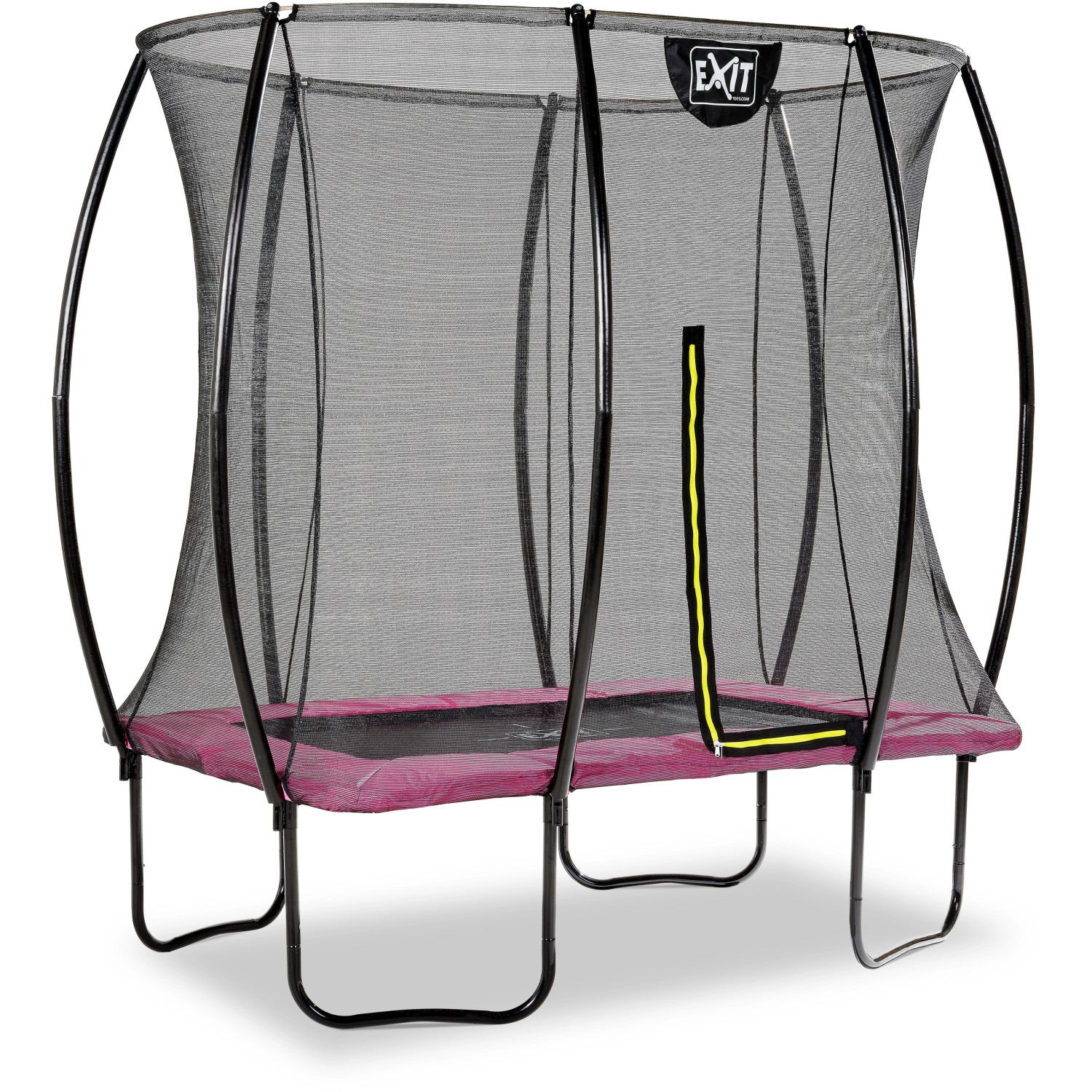 Rechteckiges EXIT Silhouette Trampolin Rosa 153x214cm mit Sicherheitsnetz.