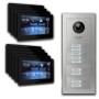 Goliath IP Video Türsprechanlage für 9 Familien mit 7-Zoll-Touchscreens und Unterputz-Außenstation in Silber/Schwarz.
