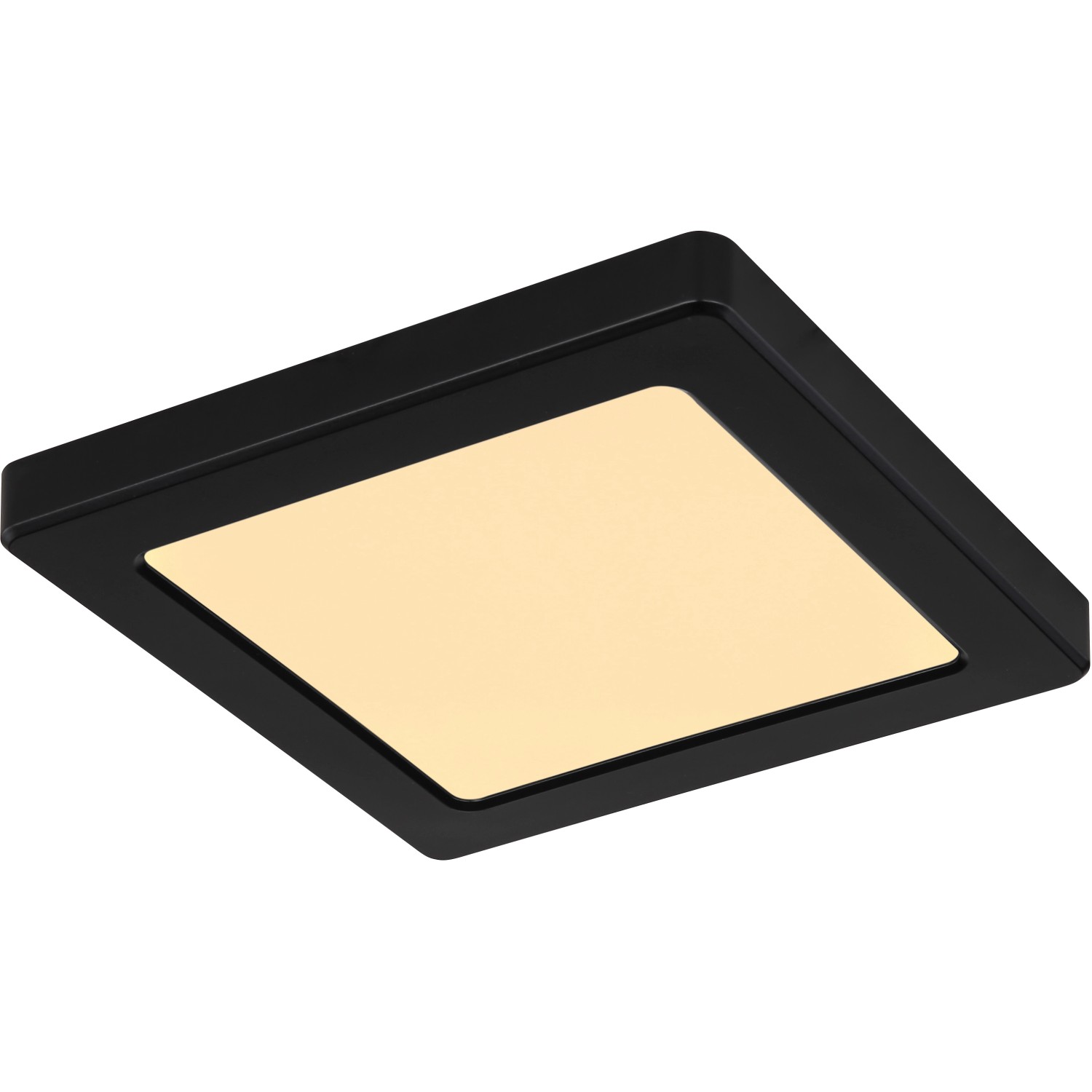 Quadratische LED-Deckenleuchte Lasse, schwarz, mit einstellbaren Weißtönen für eine angenehme Atmosphäre.