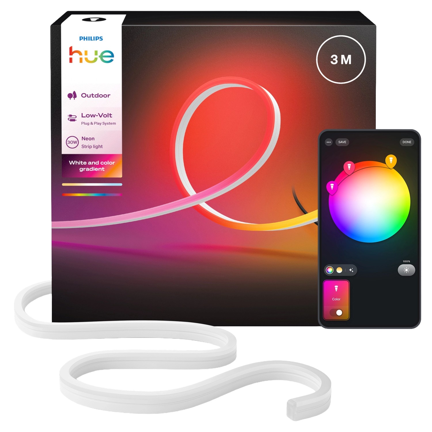 Philips Hue Outdoor-Lightstrip Gradient Neon 30 W 1.100 lm RGBW 3 m
