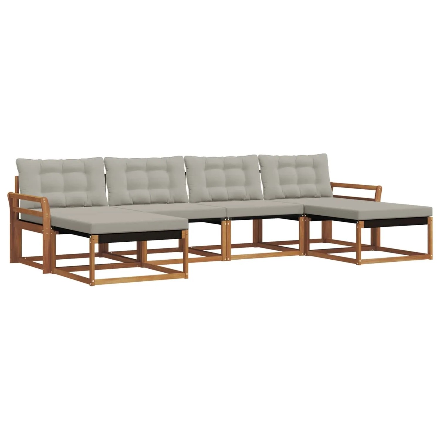 vidaXL Outdoor-Sofagarnitur mit Kissen 6-Tlg Natur und Hellgrau 3369722