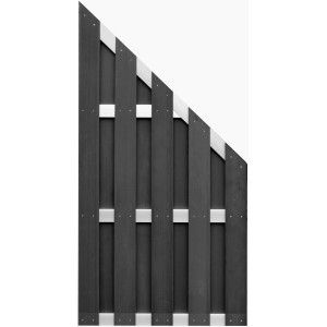 T & J WPC-Bretterzaun Eldena, anthrazit, mit 4 Querriegeln aus Aluminium.