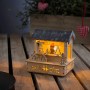Beleuchtete Holzsilhouette Marktstand mit grauem Dach, warmweiße LEDs, für Innen, von Konstsmide.