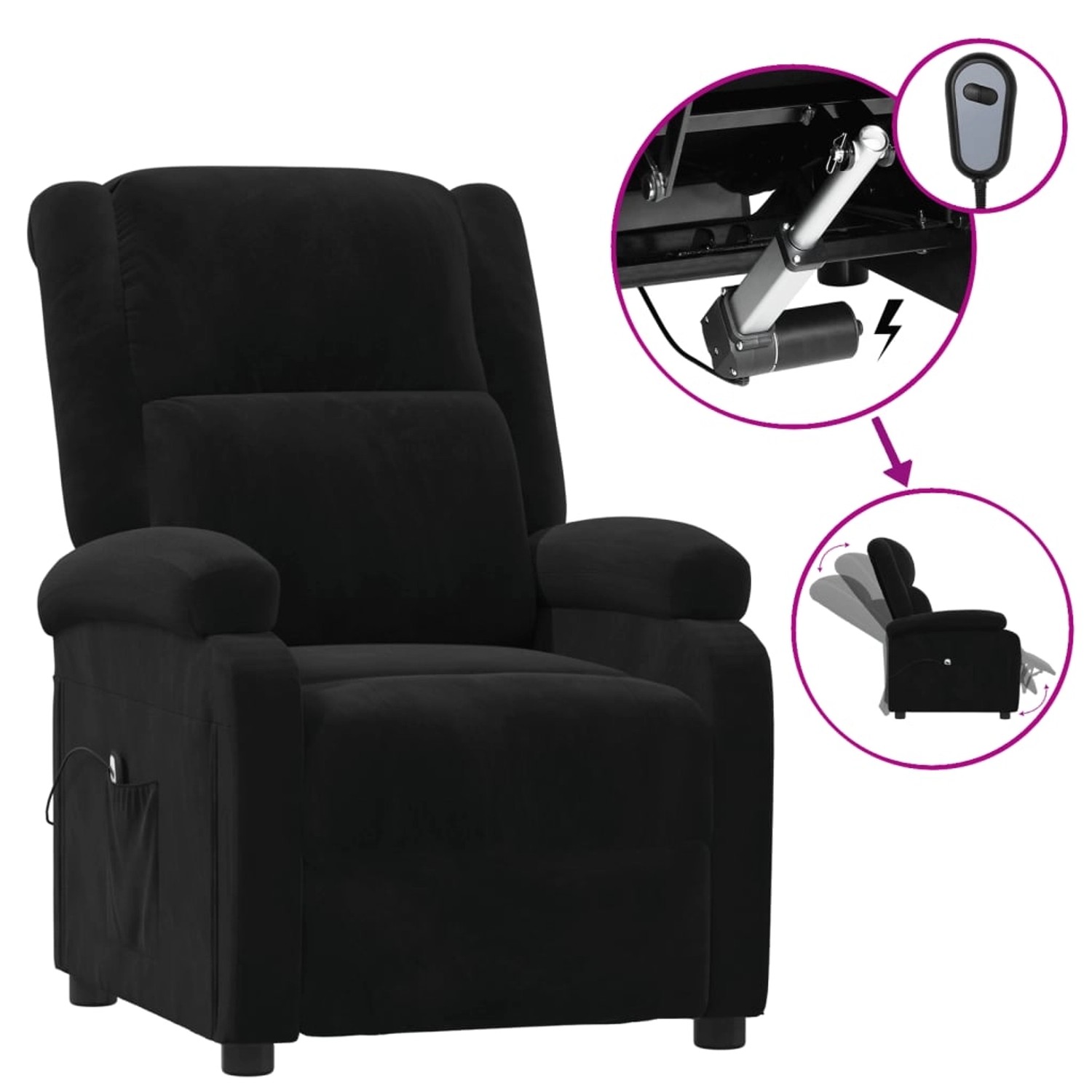 vidaXL Relaxsessel Elektrisch Schwarz Samt 3098399