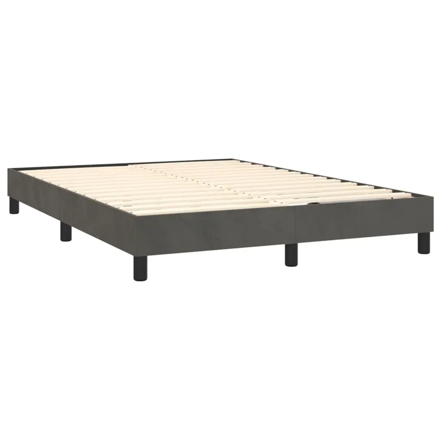 Boxspringbett vidaXL, dunkelgrau, 140x190 cm, Samt-Bettrahmen mit Lattenrost.
