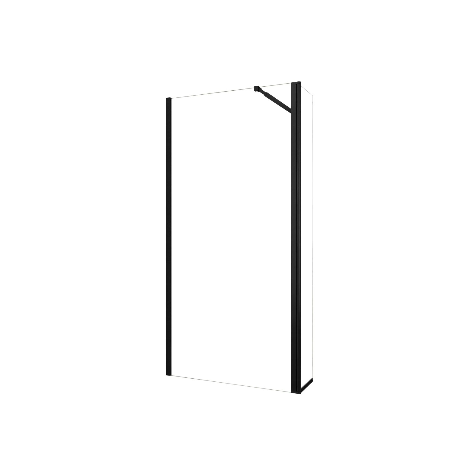 AICA Walk In Dusche 30x200cm Duschwand 8mm NANO ESG Glas Mit Stabilisatoren + Flipper Panel 40x200cm Schwarz Alu F084B