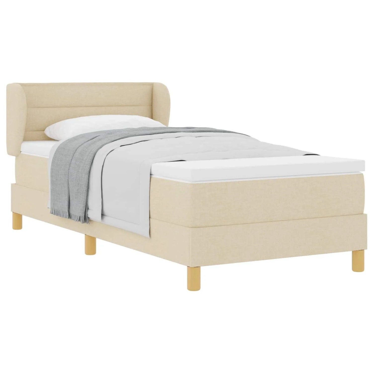 vidaXL Boxspringbett mit Matratze mit Kopfteil Creme 90 x 190 cm Stoff 3340127