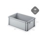 Graue PROREGAL Eurobox (38 Liter) mit geschlossenem Griff, 40x60x22 cm, für Lagerung und Transport.