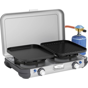 Campingaz Gaskocher Camping Kitchen 2 Grill & Go CV mit Grillrost und Plancha Platte.
