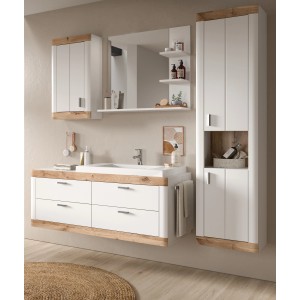 Inn.Furn Badmöbel-Set 5-teilig Weiß Eiche 193 cm mit Soft-Close Sopela