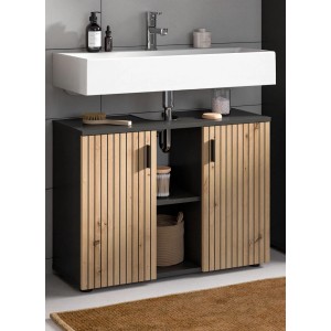 Inn.Furn Waschbeckenunterschrank in Eiche und Grau 80 cm Livia