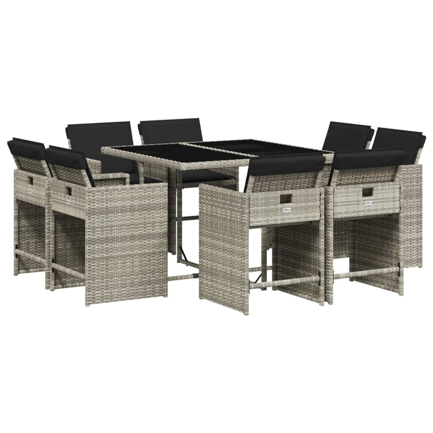 vidaXL 9-Tlg Garten-Essgruppe mit Kissen Hellgrau Poly Rattan 3211199 günstig online kaufen