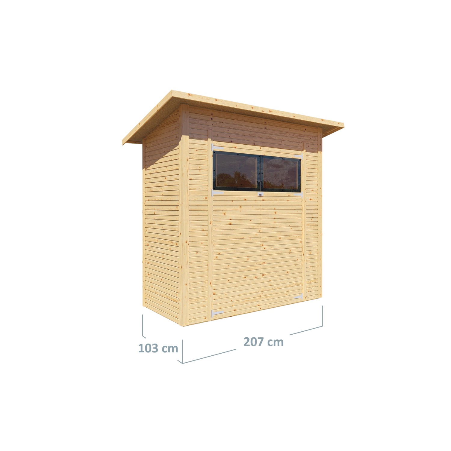 Bertilo Gerätehaus Pent Modern, Natur, 208x103 cm, aus FSC®-zertifiziertem Holz.