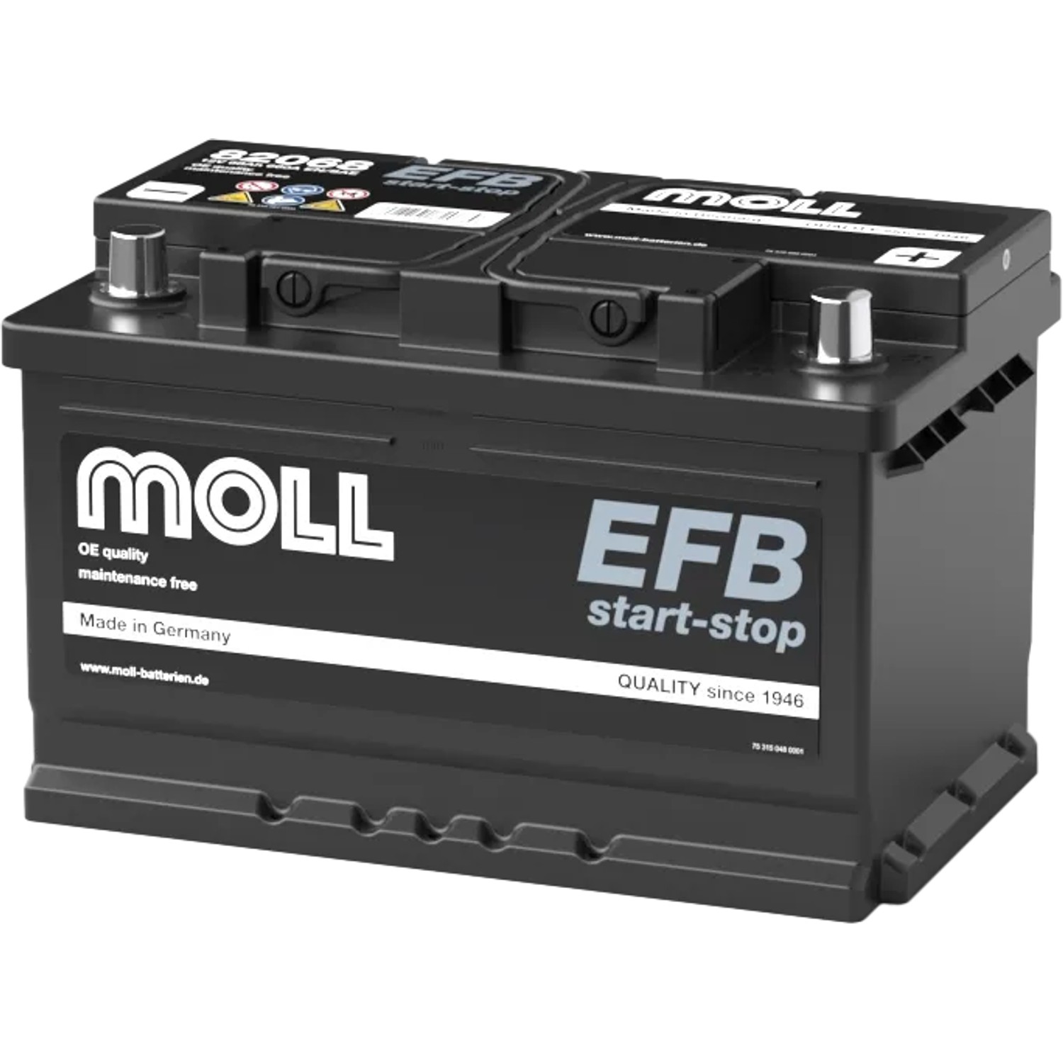 MOLL Batterien 82068 12V 68Ah 660A EFB Start-Stop Starterbatterie Made in Germany