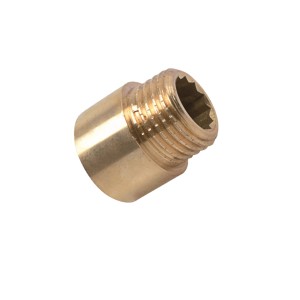 Kirchhoff Hahnverlängerung, 24,2/26,4 mm, Messing blank, Gewindefitting für Sanitär-, Heizungs- & Trinkwasserinstallation.