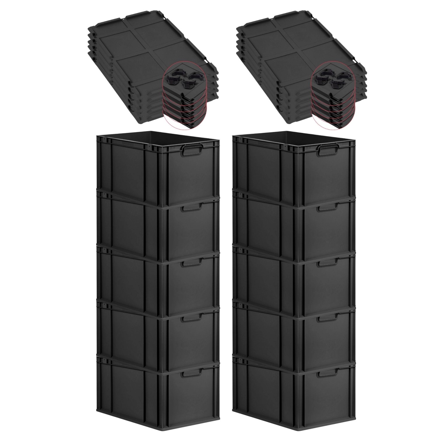 PROREGAL SparSet 10x Eurobox Nextgen Grip Mit Auflagedeckel Und Schwarzen V günstig online kaufen