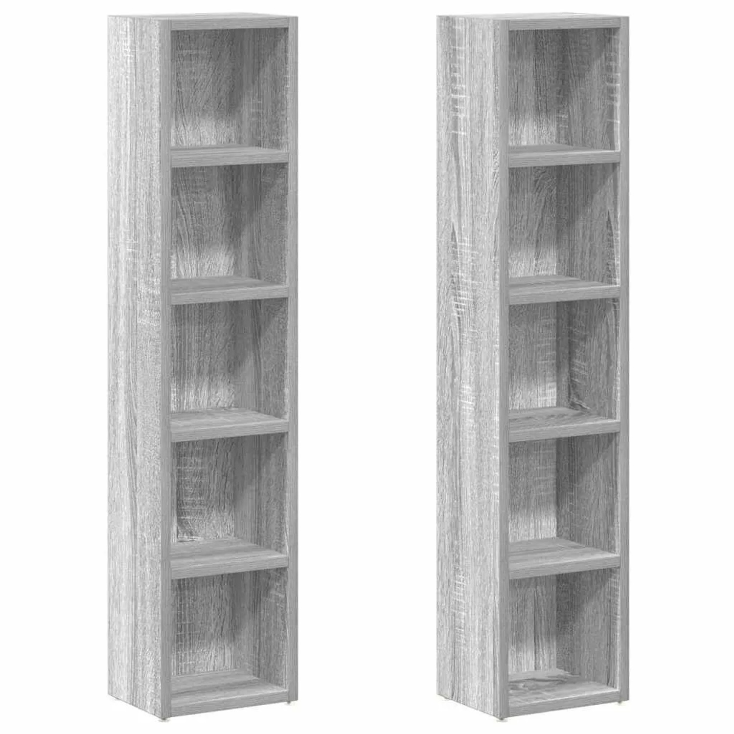 vidaXL CD-Regale 2 Stk Grau Sonoma 21x16x93,5 cm Holzwerkstoff 815319