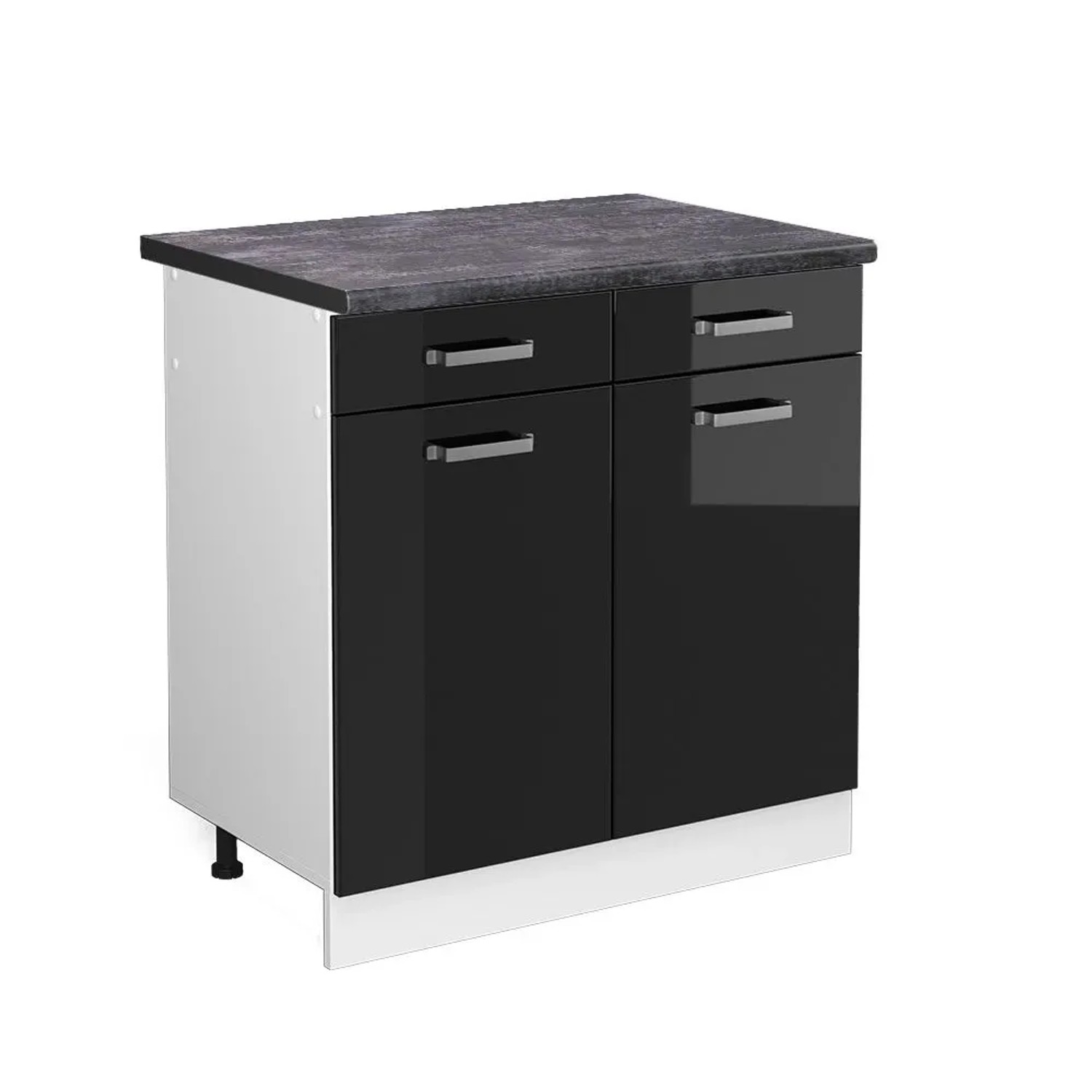 Vicco Küchenunterschrank R-Line Schwarz Hochglanz Weiß 80 cm AP Anthrazit