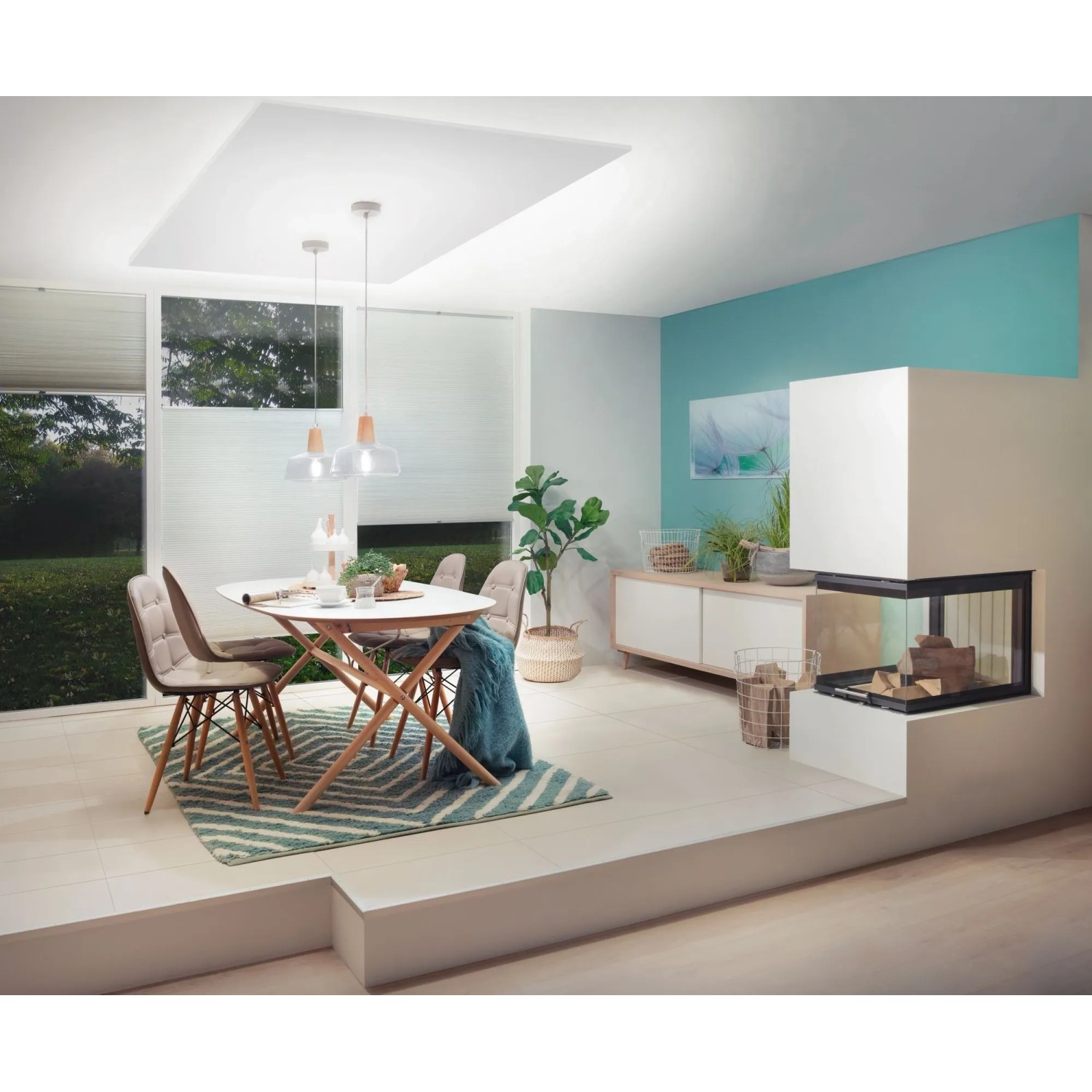 Wohnraum mit Paulmann MaxLED Strip als indirekte Beleuchtung.