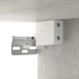 Detailaufnahme Wandschrank-Montage: Betongrauer Büroschrank aus Holzwerkstoff, Wandbefestigung.