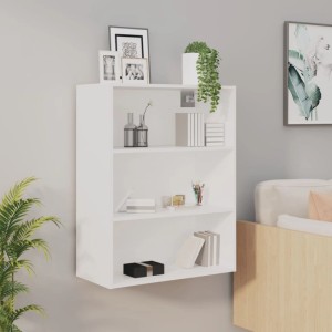 Weißer vidaXL Hängeschrank (69,5x32,5x90 cm) mit drei Fächern zur Wandmontage.