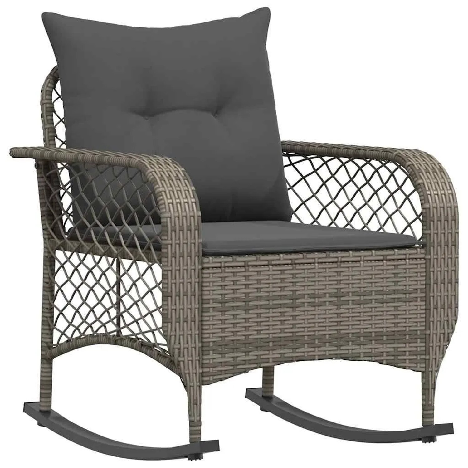 vidaXL Garten-Schaukelstuhl mit Kissen Grau Poly Rattan 4104195 günstig online kaufen