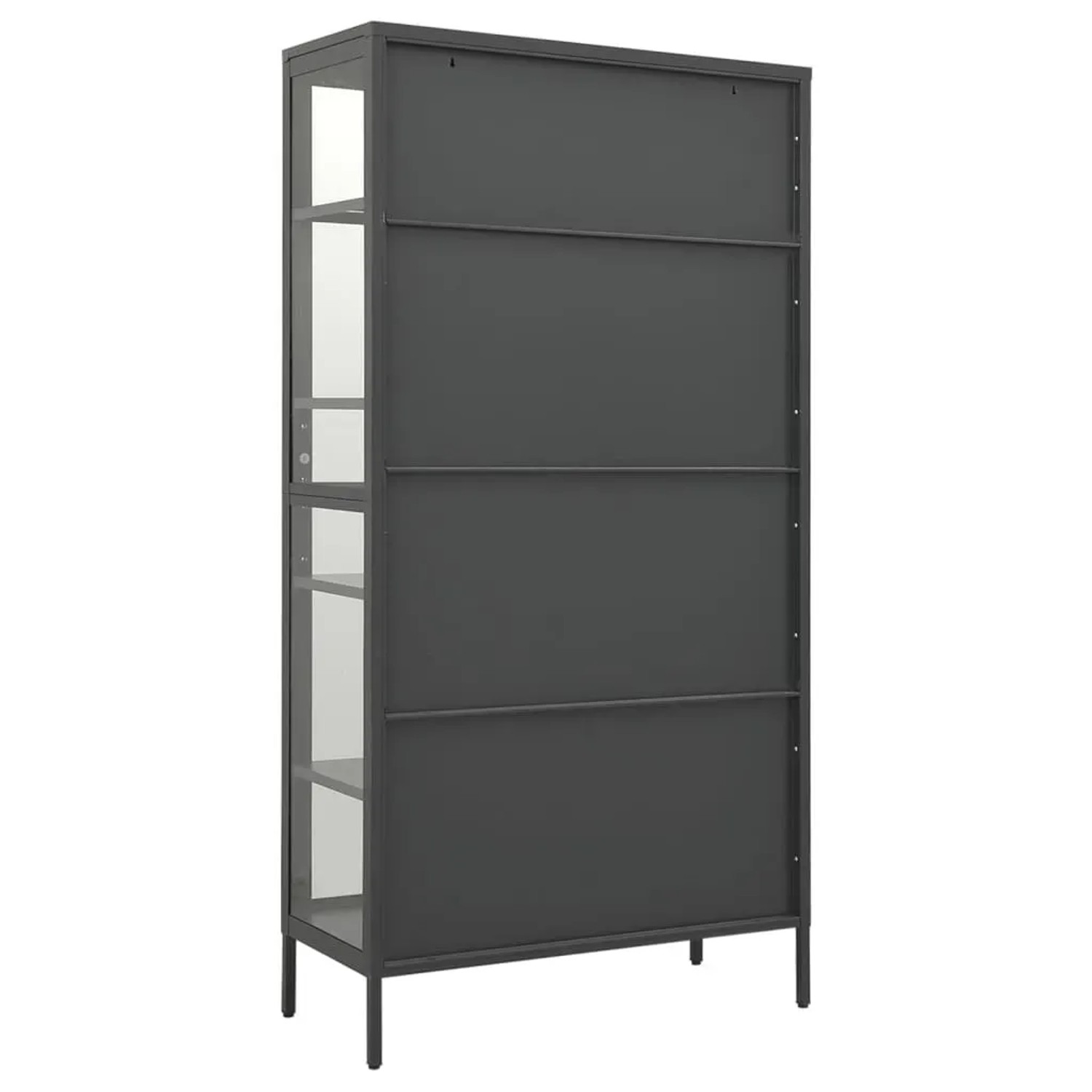 Anthrazitfarbene vidaXL Vitrine aus Stahl und Glas, 90x40x180 cm, Büroschrank mit Regalfächern.