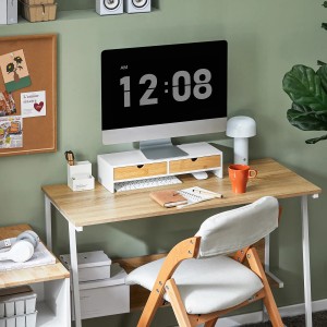 SoBuy Monitorständer mit 2 Schubladen Monitorerhöhung für Schreibtisch 47x11x18cm BBF02-WN