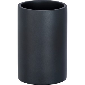 Anthrazitfarbener Wenko Zahnputzbecher Ida aus Polyresin für moderne Badgestaltung.
